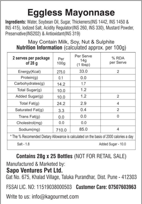 KA Gourmet Eggless Mayonnaise 28gm x 25 Mini