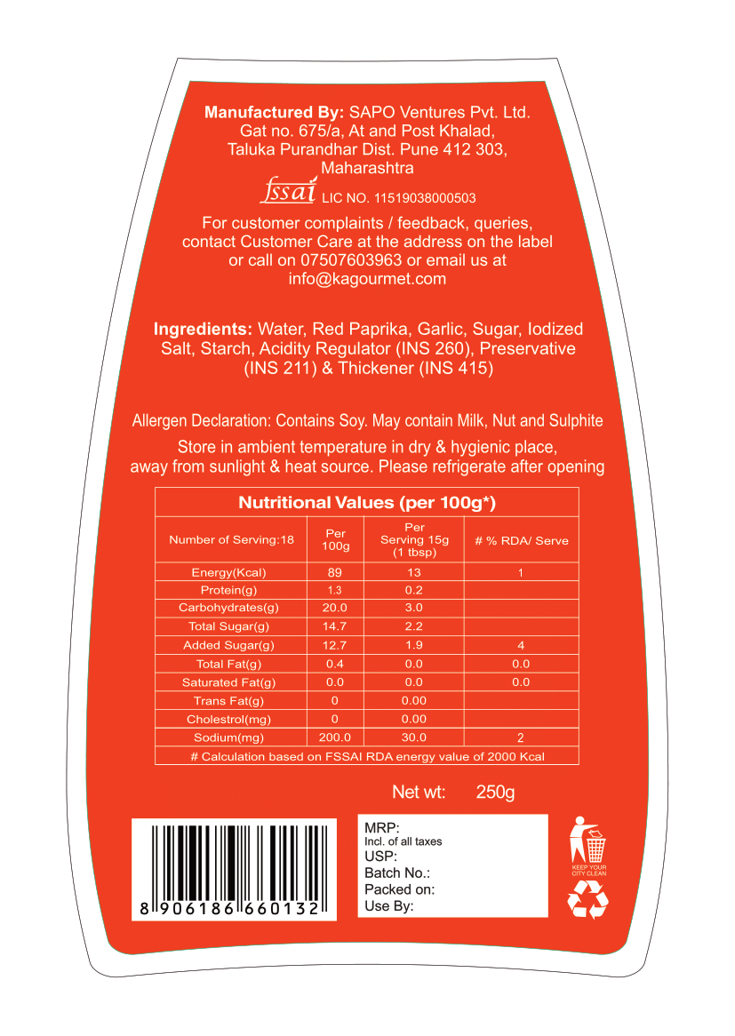 KA Gourmet Sriracha Chilli Sauce - 250g