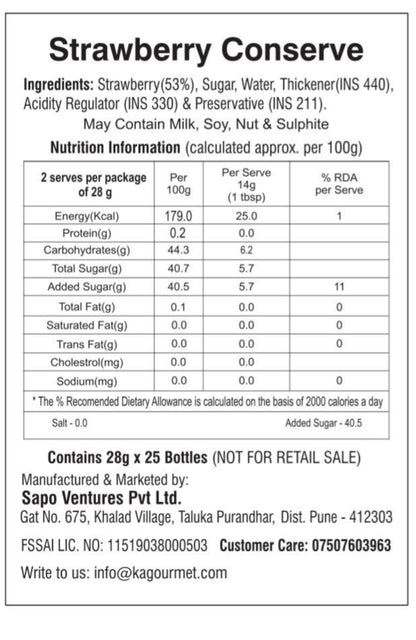 KA gourmet Strawberry Conserve 28gm x 25- Mini